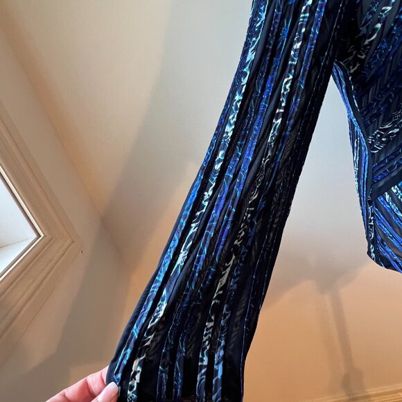 ✨Chico's Travelers Collection Sheer Open Cardigan Jacket Size 2 (L) Blue✨ - Picture 5 of 13